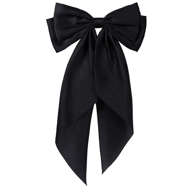 LinYooLi Grand Nœud Léopard pour Cheveux, Pince à Cheveux en Satin Soyeux, Ruban Barrette Long Queue de Cheval pour Femmes Filles Accessoires Cheveux, Marron