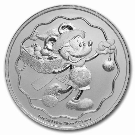 2025 Niue 1 oz Silver Disney Mickey Mouse Christmas Coin - BU