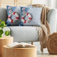 thumbnail image 5 of Ambesonne Ocean Throw Pillow Cover 2 Pack, Fishing Net Wood Seashell, 20", Dust Blue Red, 5 of 5