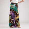 thumbnail image 5 of LWavelet Soft Fabric Mardi Gras Plaid Wide Leg Pants Women Festive Casual Wear Black XXL, 5 of 5