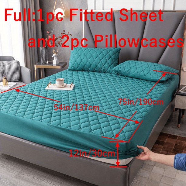 2/3pc Waterproof Fitted Sheet Set, Soft Deep Pocket Comfortable Bedding Set, For Bedroom Guest Room Hotel ( 1*Fitted Sheet + 1/2*pillowcase, Without Core)