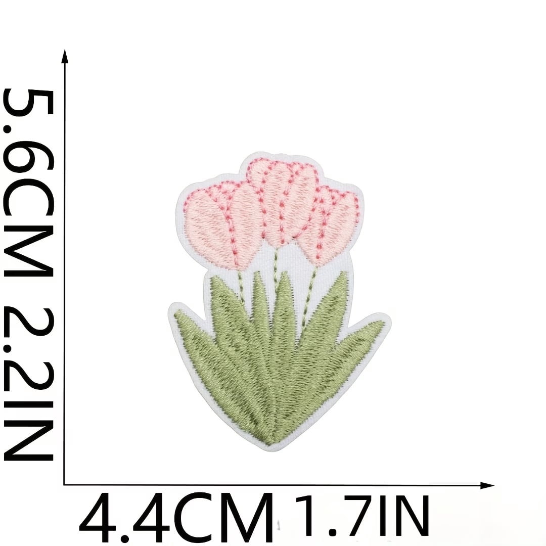 3pcs Embroidered Tulip Flower Patches for Denim Jackets, Canvas Bags, Pants, Clothing, Hats, and More - Perfect for Sewing and Ironing