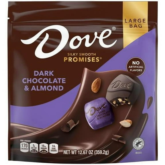 Dove Promises Dark Chocolate Almond Candy Individually Wrapped , 12.67 Oz Bag - Pack of 2