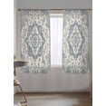 thumbnail image 5 of Sheer Curtains 63 Inch Length, Beige Blue Boho Semi Sheer Curtains Light Filtering Window Treatment, Medieval Vintage Ethnic Floral Abstract Privacy Voile Drapes for Living Room Bedroom 52x63 Inch, 5 of 7