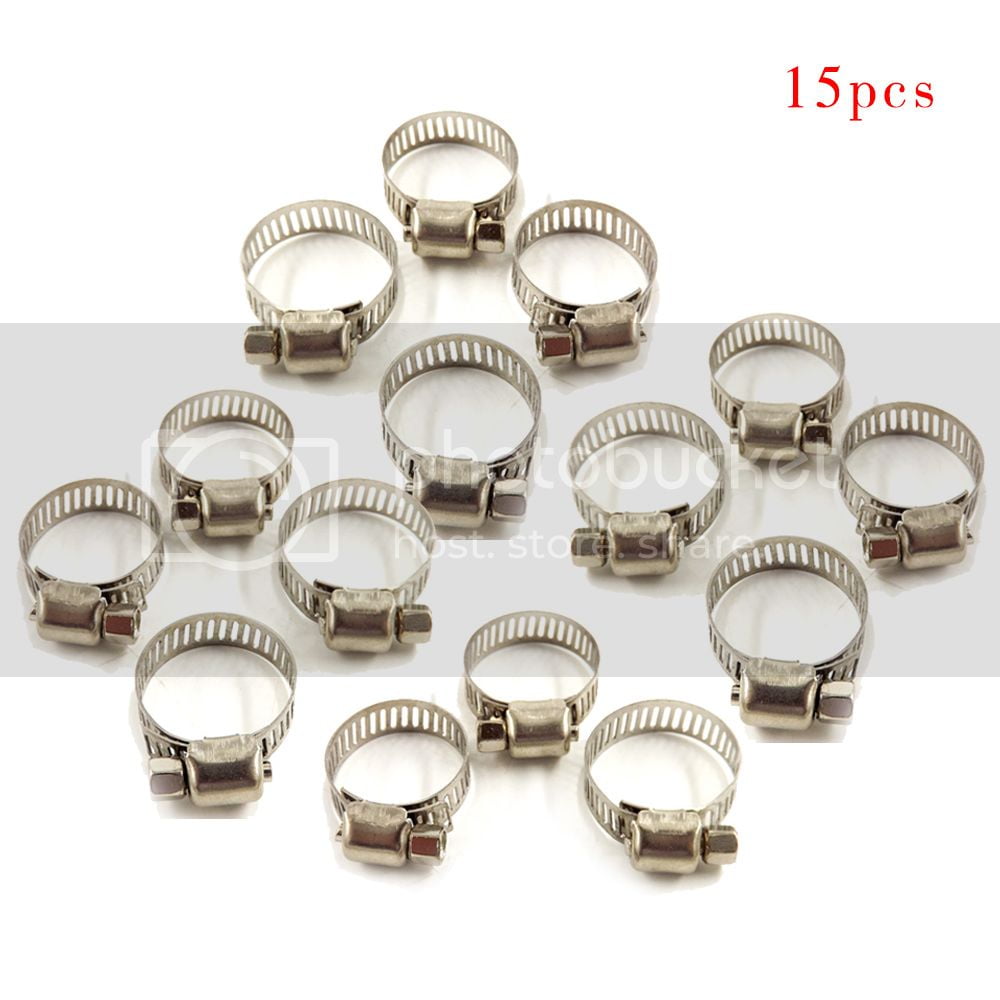 10Pcs 3/4"-1" Adjustable Stainless Steel Drive Hose Clamp Line Worm Clip Fuel 