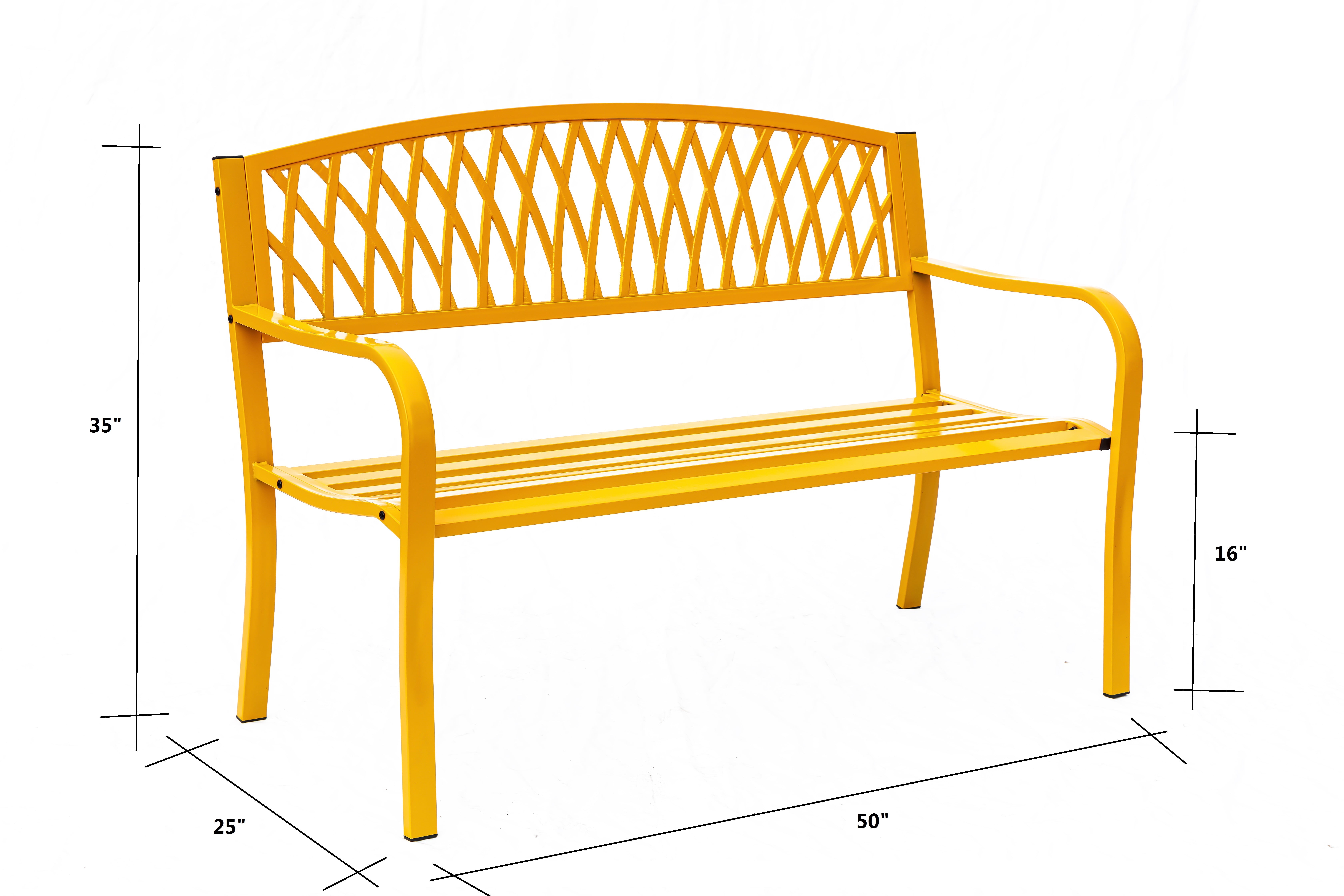 Hi-Line Gifts Cast Iron Outdoor Garden Bench - 50" - Yellow