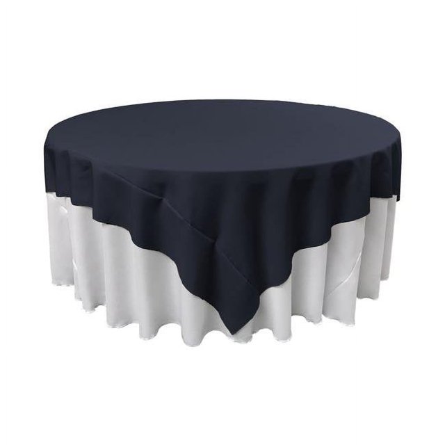LA Linen TCpop90x90-NavyP72 Nappe Carrée en Polyester Popeline, Marine - 90 x 90 Po.