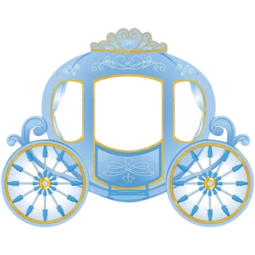Yvsxxv Blue Fairytale Carriage Polyester Photo Backdrop Banner 47.40x60.04 Inch Decor for Home & Event Decoration