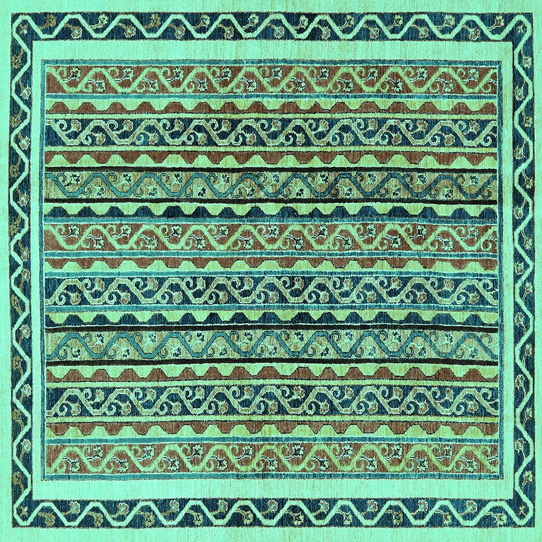 Ahgly Company Indoor Square Abstract Turquoise Blue Modern Area Rugs, 4 ...
