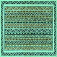 thumbnail image 1 of Ahgly Company Machine Washable Indoor Square Abstract Turquoise Blue Modern Area Rugs, 8' Square, 1 of 4