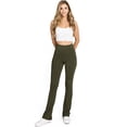 thumbnail image 3 of Love Tree Women's Juniors High Rise Bootcut 32" Inseam Yoga Leggings (M, Olive), 3 of 3