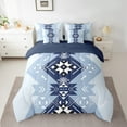 thumbnail image 2 of Manfei Ancient Aztec Theme Twin Bedding Sets 7pcs,Blue Geometric Geometric Bedding Comforter Set 7pcs,Boho bohemian Flower Sheet Sets,Microfiber Bedroom Decorative Reversible, 2 of 7