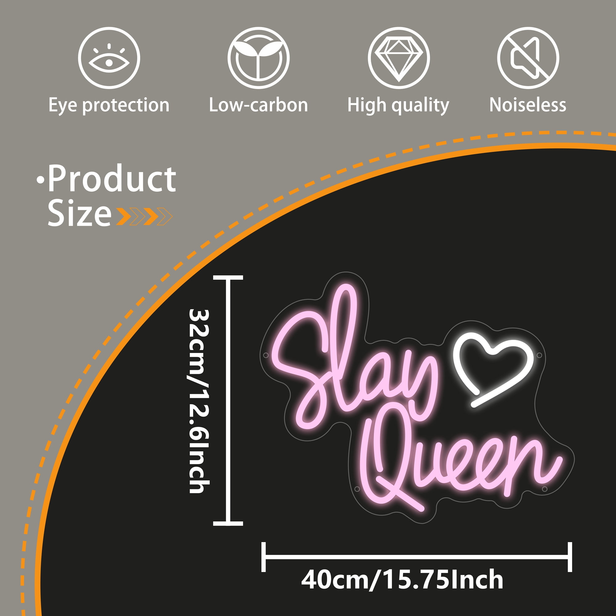 Slay Queen Neon Sign, Slay Queen Led Signs for Wall Decor, Dimmable Pink Neon Light Sign for Bedroom, Preppy Girl Aesthetic Room Dorm Decor, Neon Gift for Girls