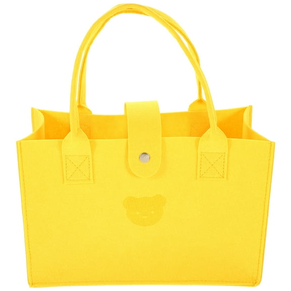 Luxshiny Large Yellow Felt Tote Bag with High Capacity for Office, School, Handheld Storage Handbag