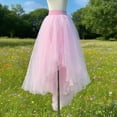 thumbnail image 5 of Colorful Layered Mesh Skirt, Asymmetrical High Waist, Elastic Waistband, Flowy Chiffon, Tiered Ruffle Hem, Long Tulle Skirt for Women, 5 of 5