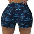 thumbnail image 2 of Fotbe BLUE Flamingo Birds Shorts Sin Costuras – Shorts Deportivos de Cintura Alta para Mujer, Elásticos para Gimnasio, Yoga, Running o Ciclismo-Medium, 2 of 8