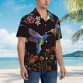 thumbnail image 5 of Balery Humming Bird Print Men's Hawaiian Shirts Short Sleeve Beach Shirt Relaxed Fit Vacation Button Down Shirts-Medium, 5 of 9