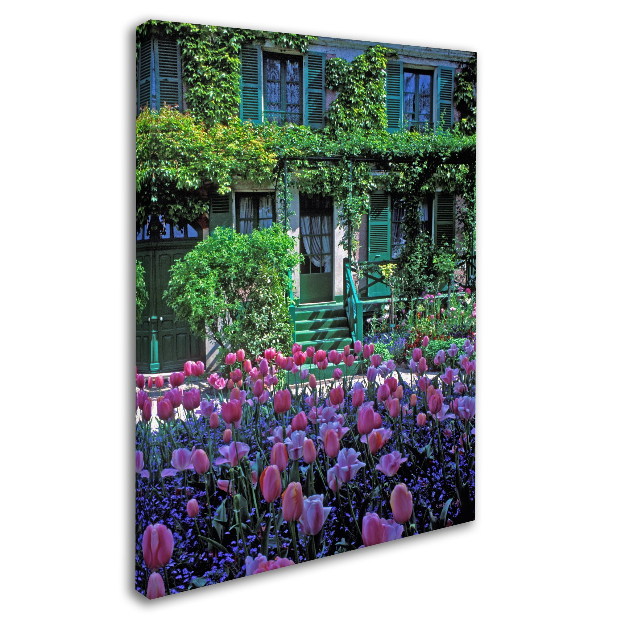 Trademark Fine Art "Monet's House With Tulips" Canvas Art by Kathy Yates