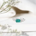 thumbnail image 4 of Rosec Jewels Womens Emerald Cut Emerald and Princess Cut Diamond Ring in Bezel Setting, Emerald East West Ring, 14K White Gold, US 3.50, 4 of 8