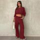 thumbnail image 1 of Puntoco Conjunto de camisa y top de manga larga con cuello redondo y pantalones umbilicales con fugas para mujer Puntoco Puntoco-5401, 1 of 7