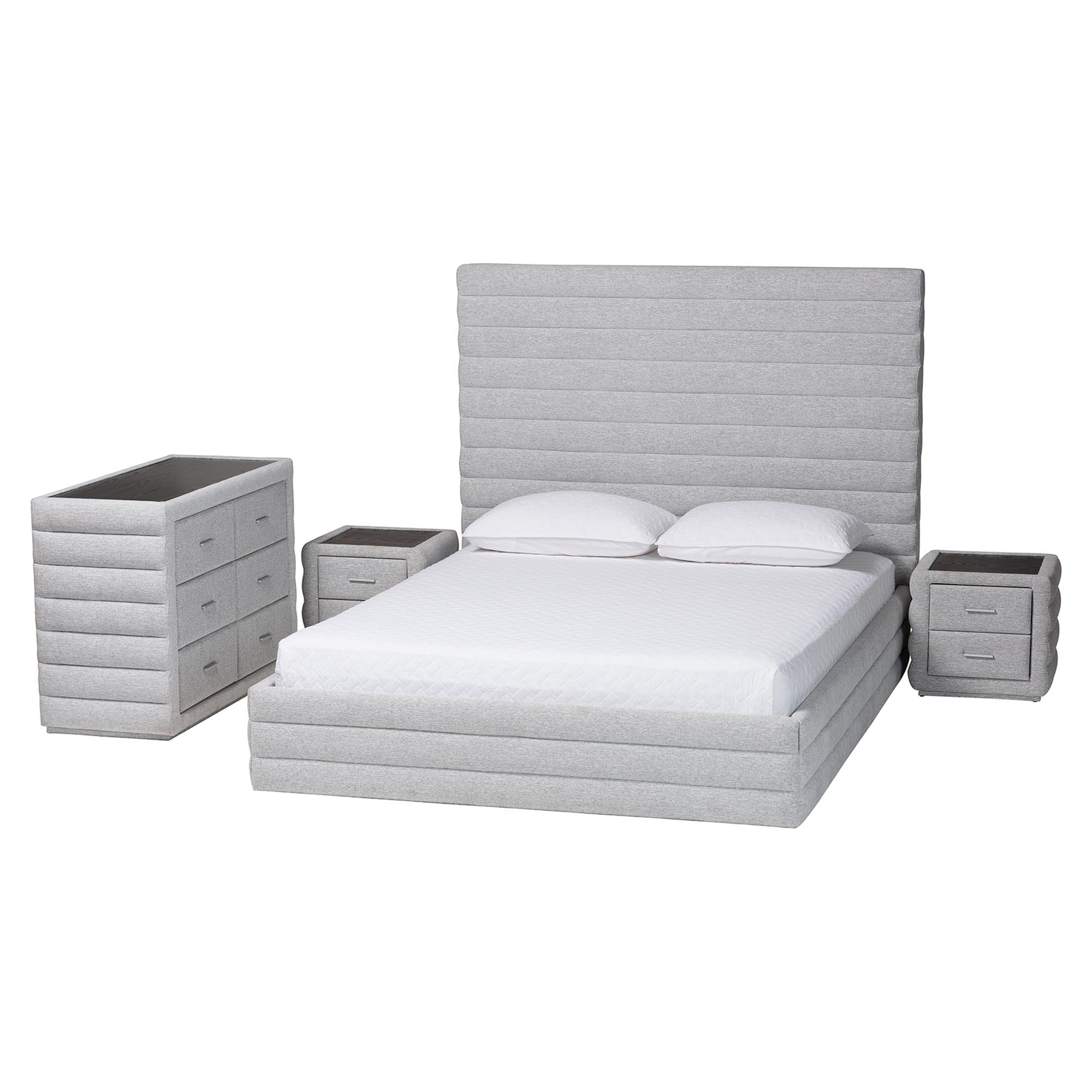 Baxton Studio Cadmus Modern Bedroom Set, Queen, Light Grey