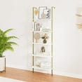 thumbnail image 5 of 5 Tiers Ladder Shelf White Marble Modern Bookshelf Open Tall Wall Mount Bookcase Standing Leaning Wall Shelves Industrial Decorative, 5 of 18