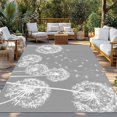 thumbnail image 2 of White Dandelion Outdoor Rug for Patio/Deck/Porch, Non-Slip Large Area Rug 5 x 7 Ft, Spring Plants Flowers Vintage Gray Indoor Outdoor Rugs Washable Area Rugs, Reversible Camping Rug Carpet Runner, 2 of 8