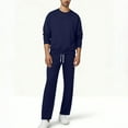 thumbnail image 6 of VBTAPA Men's 2 Piece Outfits Crewneck Pullover Sweatshirt Drawstring Straight Wide Leg Sweatpants Sweatsuit Sets with Pockets Navy S, 6 of 9