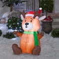 thumbnail image 2 of Gemmy Airblown InflatHle BHy Reindeer Sitting Wearing Santa Hat and Green Scarf - Indoor Outdoor Holiday Decoration, 3.5-foot Tall, 2 of 3
