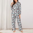thumbnail image 2 of Hirioo Disco Ball Cherry With Bow for Women's Pajama Sets 2 Piece Pjs Women's Long-Sleeved Pajama Set Button Down Sleepwear,S-XXL-XX-Large, 2 of 7