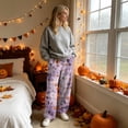 thumbnail image 4 of Womens Wide Leg Pants Halloween Sweatpants Spooky Print Flannel Baggy Fit Fall 2026 Casual Joggers Lounge Pajama Pants Holiday Costumes with Pockets,XXL,Saffron, 4 of 6