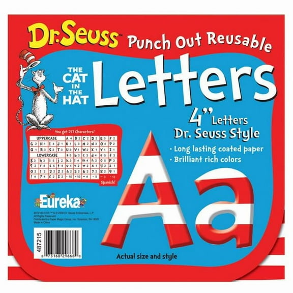 Dr Seuss 4 In Red & White Letters Punch Out Reusable - Pack of 3