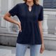 thumbnail image 3 of V Cuello Manga Corta Tops para las Mujeres Primavera Verano Moda Color Sólido Camiseta, Imitación Algodón, 3 of 3