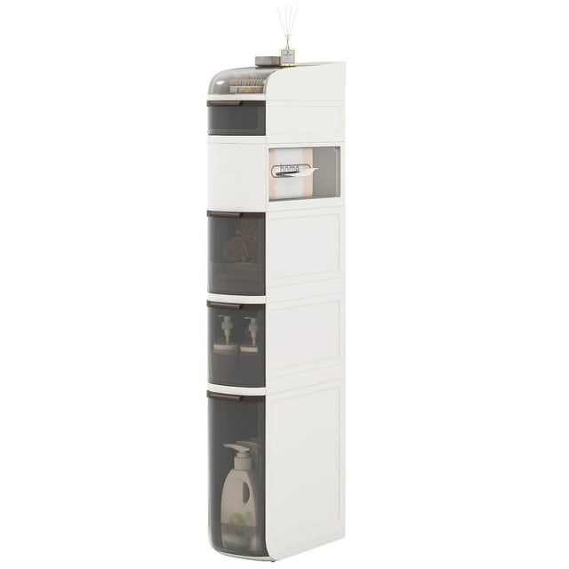 Costway 6-Tier Narrow Bathroom Storage Cabinet with Drawers Tissue Box Wheels for Kitchen