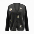 thumbnail image 4 of Towmus Cute Sweaters for Women Y2K Floral Print Knit Cardigan Sweaters Long Sleeve V Neck Button Down Sweater Outerwear Tops, 4 of 4