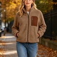 thumbnail image 5 of Caywon Cozy Women's Fleece Jacket with Full Zipper and Pocket, Long Sleeve Shearling Hooded Coat for Fall and Winter Outdoor Wear, 5 of 9