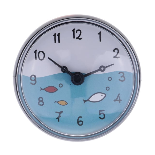 GUOOL Bathroom Wall Suction Clock Waterproof Time Display Home Decor Black A-Black
