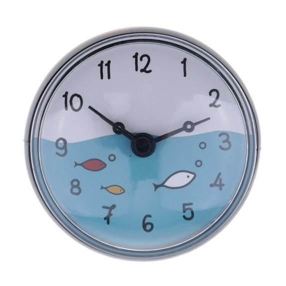 Small Suction Clock, Wall Clock, Bathroom Suction , Refrigerator Clock, Living Room Clock - Black, 75x35mm