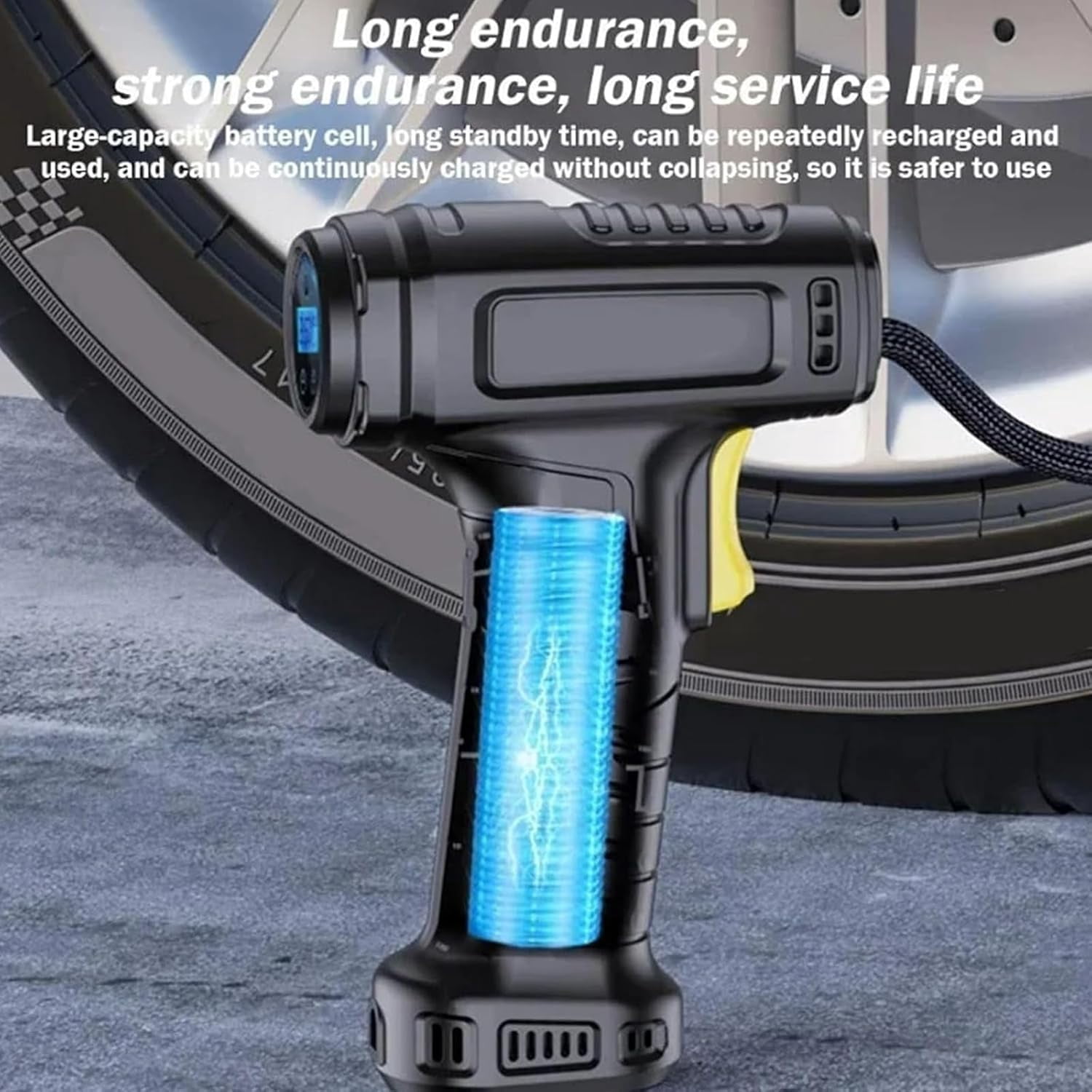 Portable Cordless Air Compressor with Digital Display, 150PSI Fast Tire Inflator with LED Light, Auto Stop Air Pump for Car Bike Motorcycle Balloons