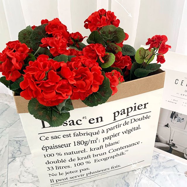 YAOMOBB Fade-proof Artificial Flowers Artificial Begonias Flowers Set of 2 with Stems Realistic Faux Red Flowers for Wedding Photo Props and Home Decoration