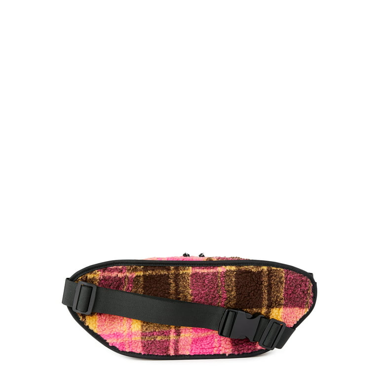 No Boundaries Women's Hands Free Rectangular Fanny Pack Pink Plaid, Size: One Size