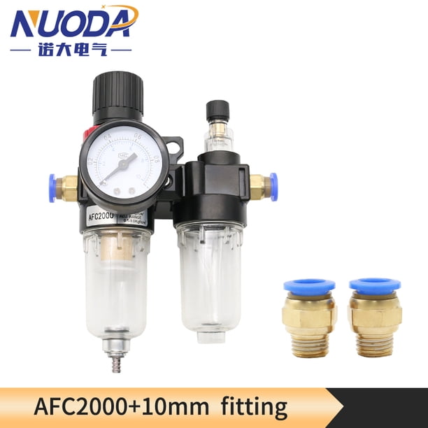 AFC2000 Druckluft-Kombinationsfilter & Regler – G1/4, Öl-Wasser-Abscheider, Mit Schnellanschluss, Messgerät, Für Kompressoren