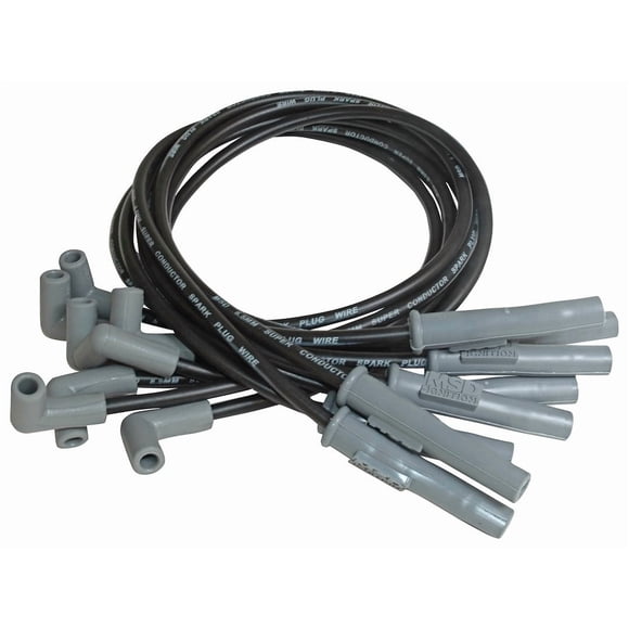 MSD Ignition Spark Plug Wire Set 31323 Super Conductor; Pre Assembled; Black; 8-1/2 Millimeter; Silicone and Synthetic; Straight Spark Plug Boots; 90 Degree Distributor Boots With HEI Style Terminals