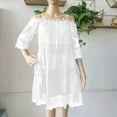 thumbnail image 4 of fatyb Womens Boho Dresses Cold Shoulder Lace Mini Dresses Short Sleeve Casual Beach Vacation Dresses, 4 of 5
