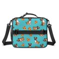 thumbnail image 2 of Boxer and Pizza Blue Pattern Insulated Lunch Bag with Shoulder Strap and Bottle Holder,Bento School Lunch Bag Box,11x9.5x3.5 Inches, 2 of 5