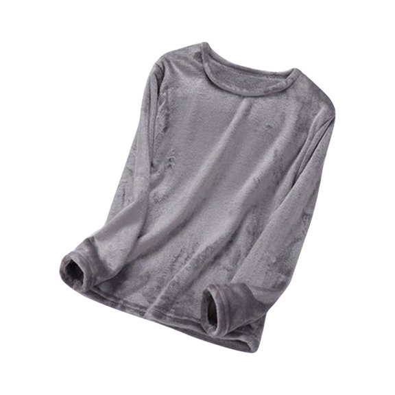 USNSM Men's Winter Flannel Pajamas Loungewear Soft Comfortable Outerwear Top Solid Color Home Long Sleeve Pajamas Gray L
