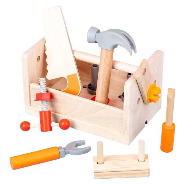 Montessori Wooden Toolbox Toy Screw Assembly Construction Toy Accessory Play Set