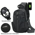 thumbnail image 1 of Bolsa de bandolera para hombre con carga USB - Mochila de nailon resistente al agua para viajar, hacer senderismo y uso diario con múltiples compartimentos seguros, 1 of 8
