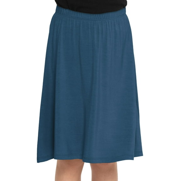 Stretch Is Comfort Girl's Knee Length A-Line Skirt Teal Small