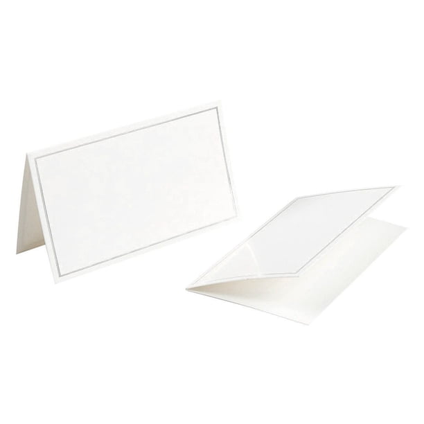 Pack of 100 Place Cards - Small Tent Cards, Foldover Table Placecards Silver Foil Border - Perfect Weddings, Banquets, Events, 2 x 3.5 inches - Walmart.ca